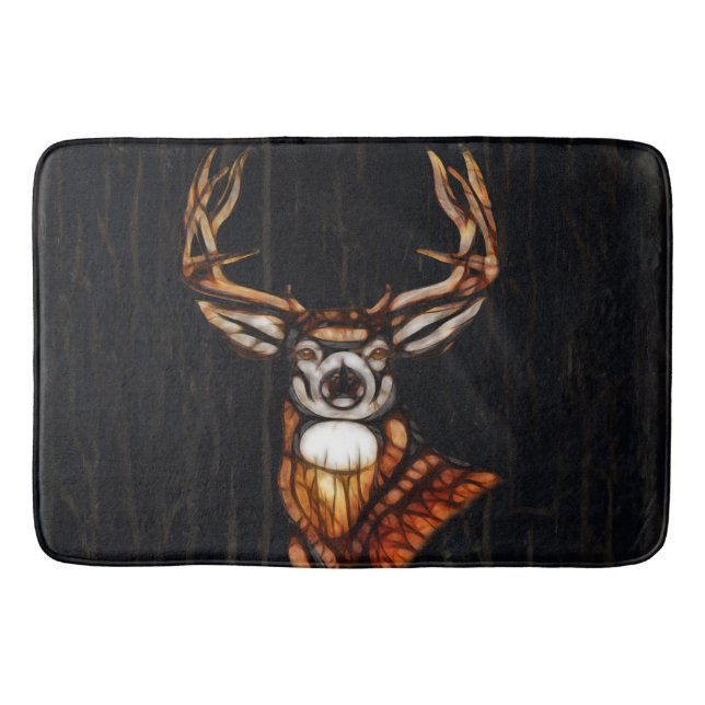 Tapis De Bain Cerf en bois personnalisé rustique campagne (Devant)
