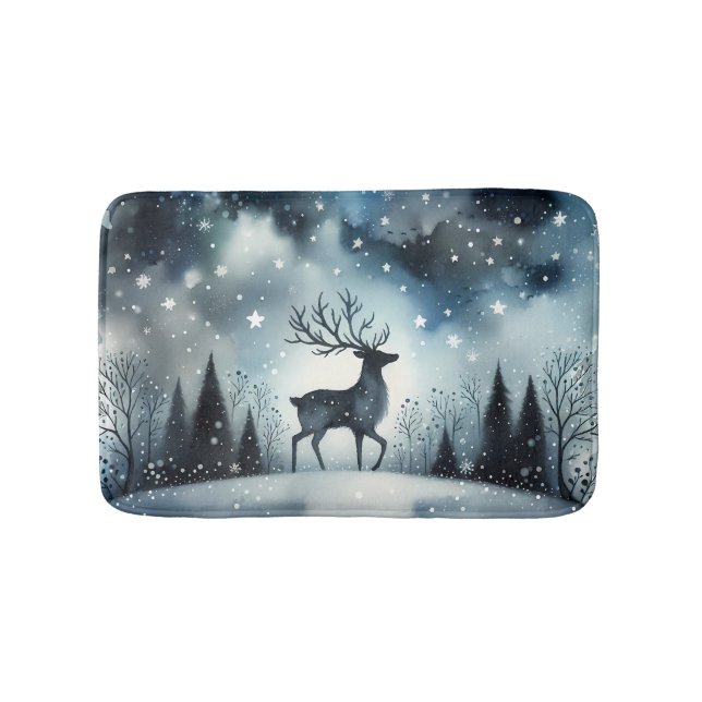 Tapis De Bain Cerf Nuit d'Hiver Étoilée (Devant)