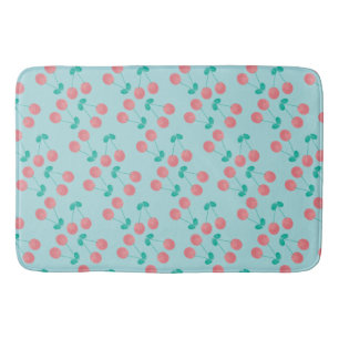 Tapis De Bain Cerises aquarelle peintes à la main rose sarcelle