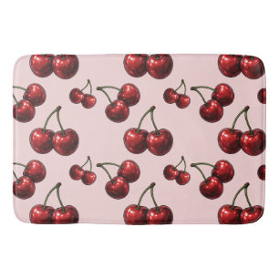 Tapis De Bain Cerises Rouges Brillantes Rétro Glam Rose