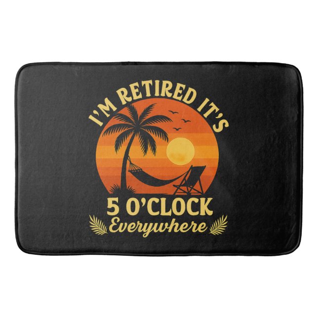 Tapis De Bain C'est 5 Heures Partout Retraite Été Tropical (Devant)