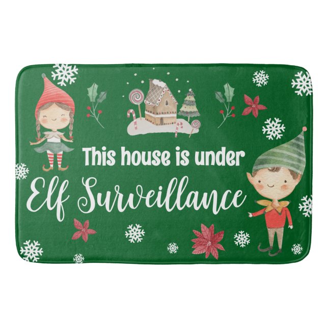 Tapis De Bain Cette Maison est sous surveillance elf Noël (Devant)