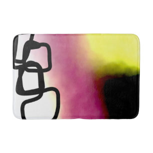 Tapis De Bain Chaîne de blocage : Abstrait rose, jaune, noir et