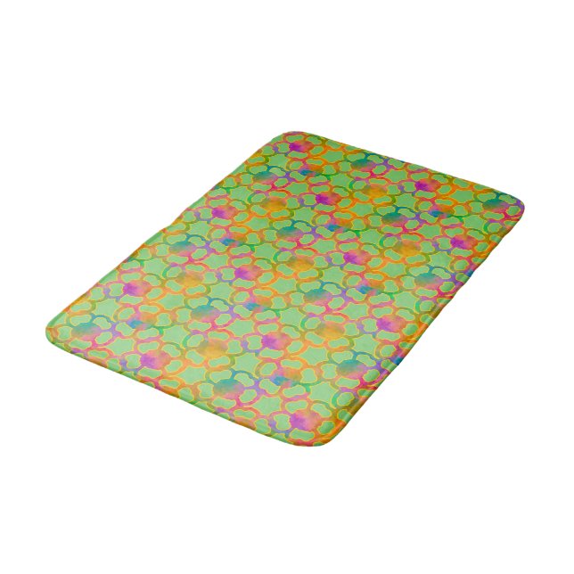 Tapis De Bain Chainmail floral en vert (Angle)