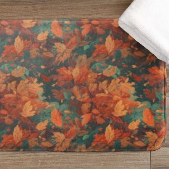 Tapis De Bain Chaleureux Feuilles rustiques d'aquarelle - Boho e (Créateur téléchargé)