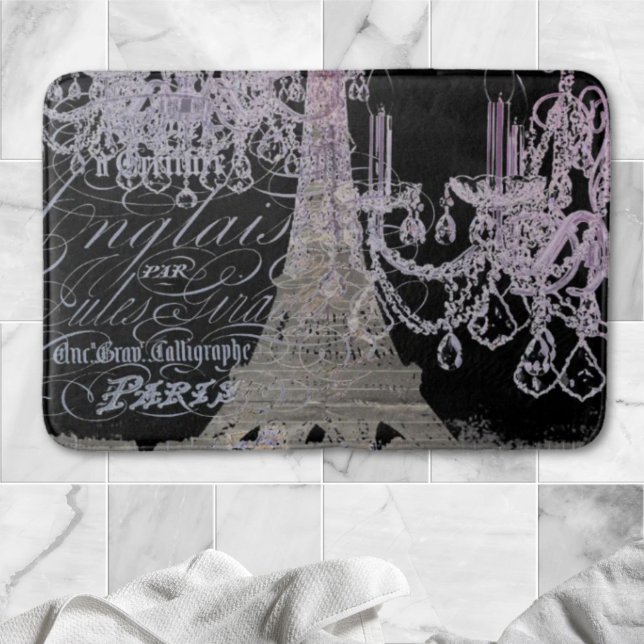Tapis De Bain chalkboard scripts chandelier paris eiffel tower (chalkboard scripts chandelier paris eiffel tower bath mat)