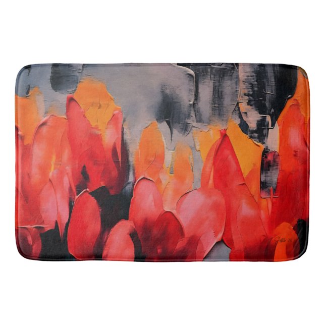 Tapis De Bain Champ de tulipes – Intensité florale abstraite (Devant)