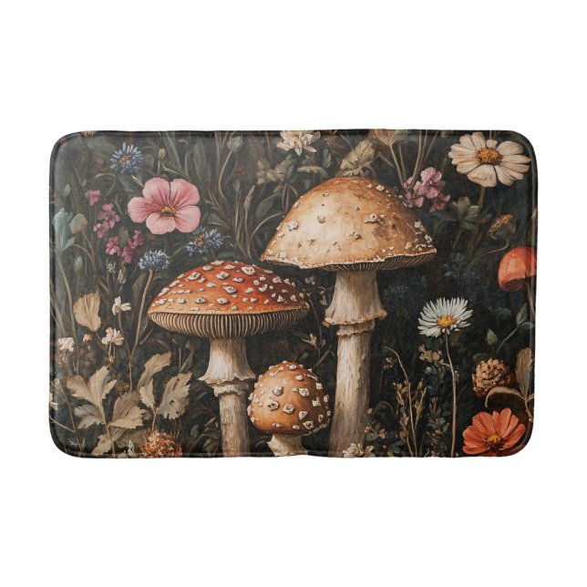 Tapis De Bain Champignons Whimsical et Botanique Fleur sauvage (Devant)