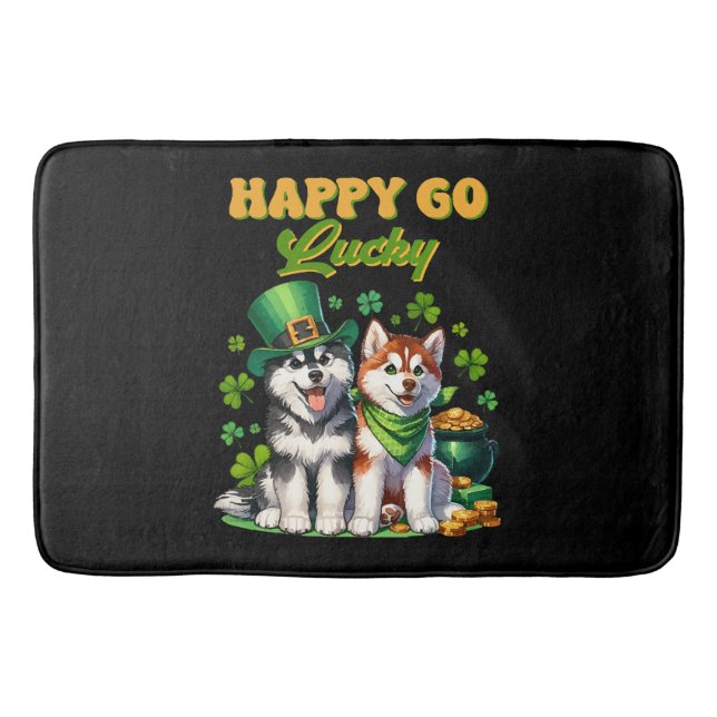 Tapis De Bain Chanceux Toutou Husky Mignon Saint-Patrick (Devant)