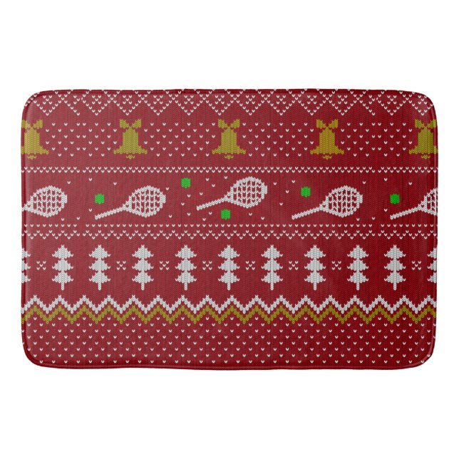 Tapis De Bain Chandail de Noël de Tennis Motif tricoté Rouge Noë (Devant)