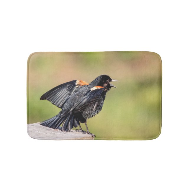 Tapis De Bain Chant de Blackbird à ailes rouges (Devant)