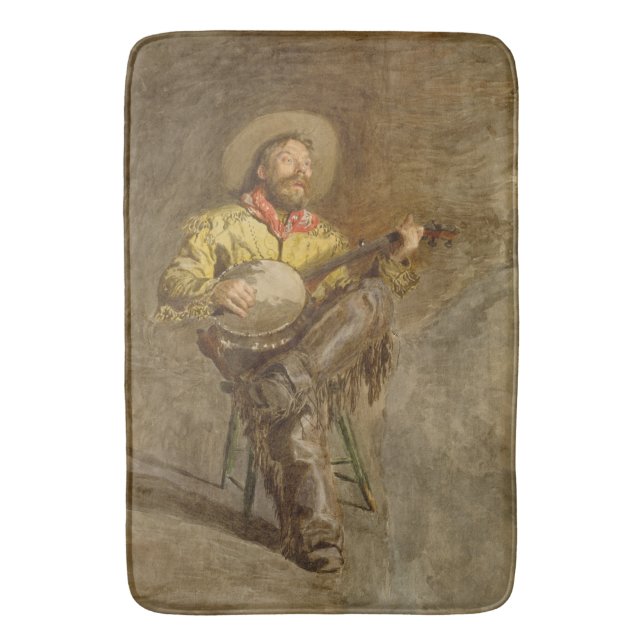 Tapis De Bain Chanter Espagnol Cowboy à Banjo jouer à la chanson (devant Vertical)