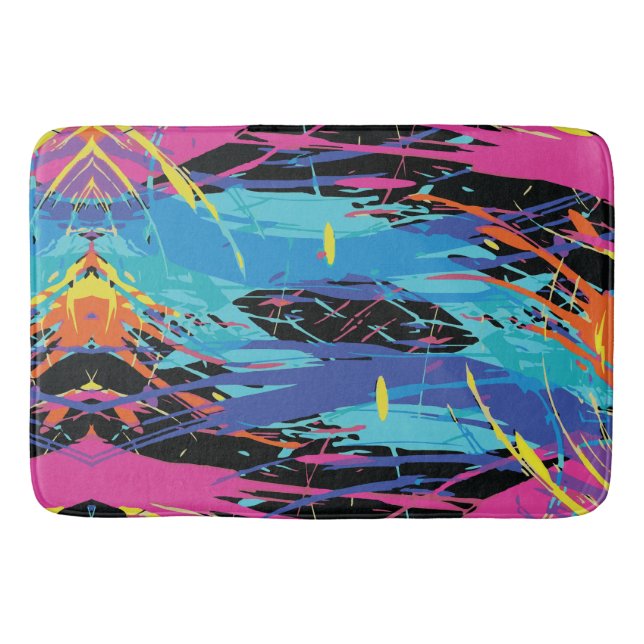 Tapis De Bain Chaos coloré : Flashs et lignes (Devant)