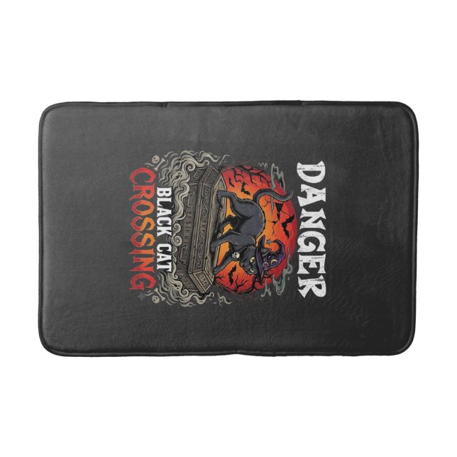 Tapis De Bain Chapeau de sorcière de Halloween Danger Black Cat  (Devant)
