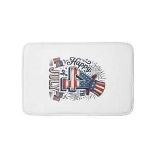 Tapis De Bain Chapeau patriotique vintage Happy 4 juillet Vector