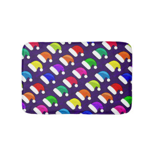Tapis De Bain Chapeaux de Père Noël colorés Petite chauve-souris