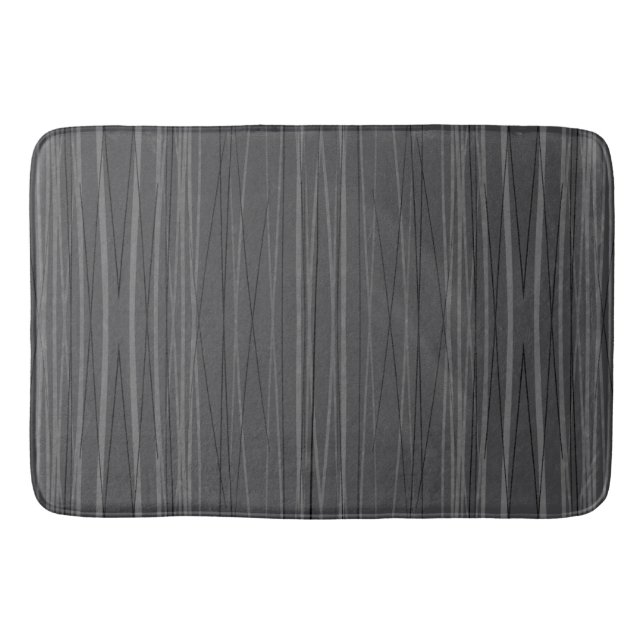 Tapis de bain charbon foncé lignes fluides moderne (Devant)