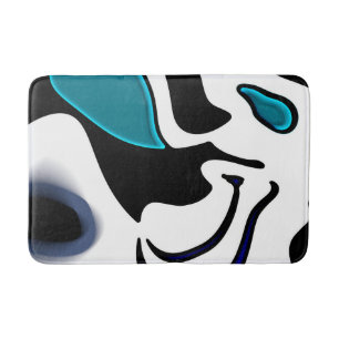 Tapis De Bain Charge de profondeur : noir, blanc et bleu Abstrai