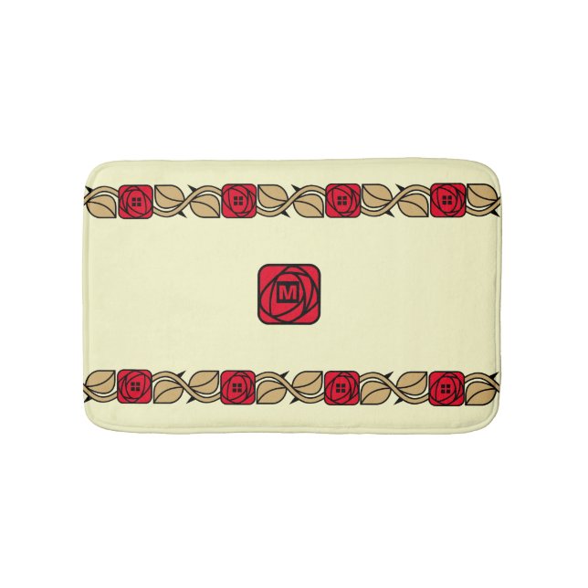 Tapis De Bain Charles Mackintosh Arts & Artisanat Style Rose Fri (Devant)