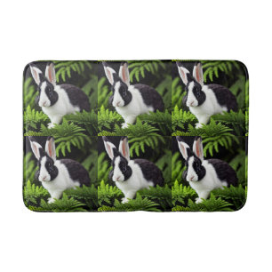 Tapis De Bain "Charme classique : le lapin lapin noir et blanc"