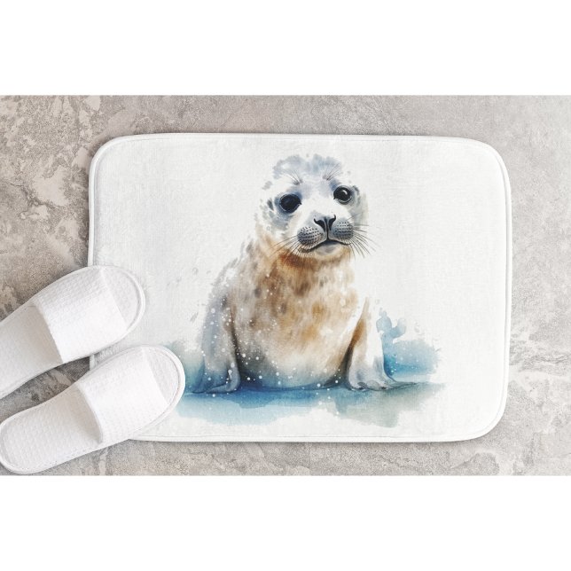 Tapis De Bain Charming Aquarelle Sceau Pup (Créateur téléchargé)