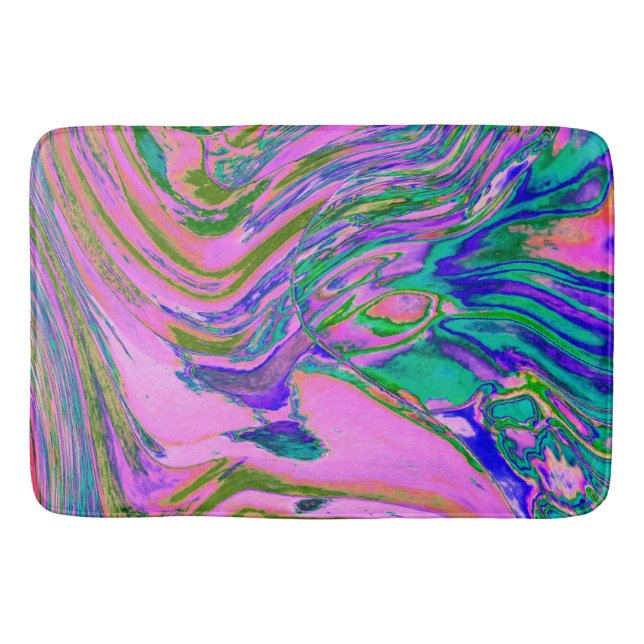 Tapis De Bain Chartreuse Abstraite cool et Hot Pink Super Retro (Devant)