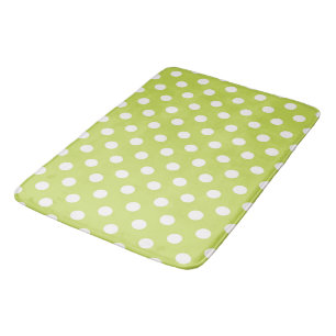 Tapis De Bain Chartreuse lime et pois blancs