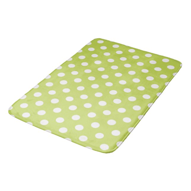 Tapis De Bain Chartreuse lime et pois blancs (Angle)