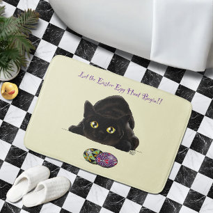 Tapis De Bain Chasse aux œufs de Pâques de chat noir Vacances Ja