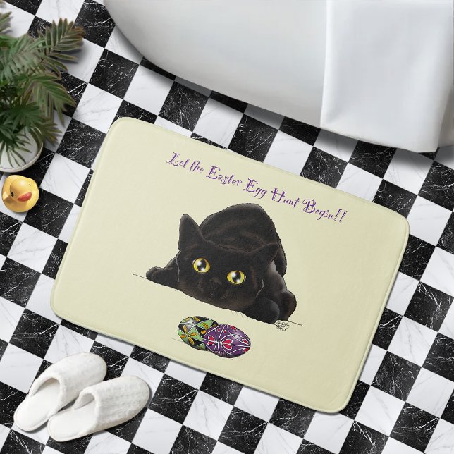 Tapis De Bain Chasse aux œufs de Pâques de chat noir Vacances Ja (Créateur téléchargé)