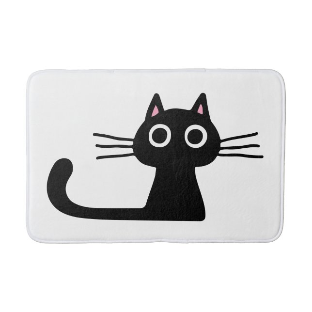 Tapis De Bain Chat à Kitty Noir avec de longs Whiskers (Devant)