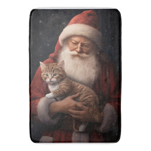 Tapis De Bain Chat abyssinien avec Noël Festif du Père Noël