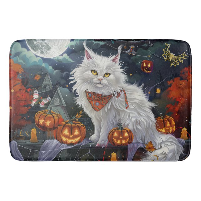 Tapis De Bain Chat angora turc Halloween effrayant (Devant)