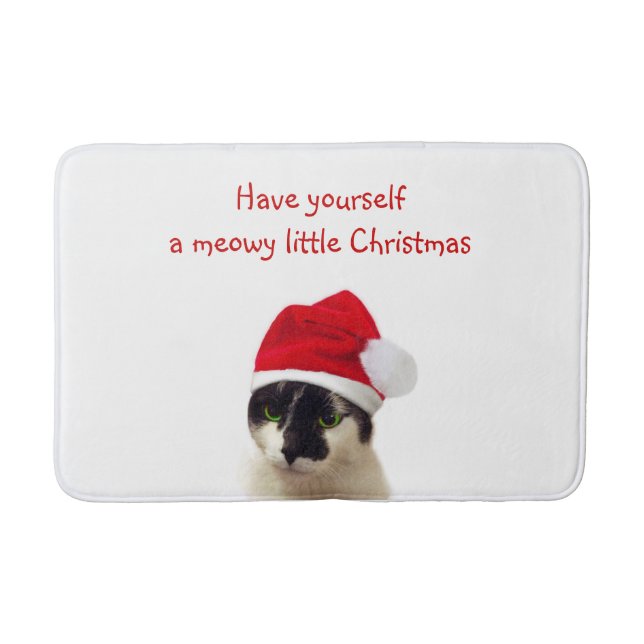 Tapis De Bain Chat avec Casquette Père Noël (Devant)