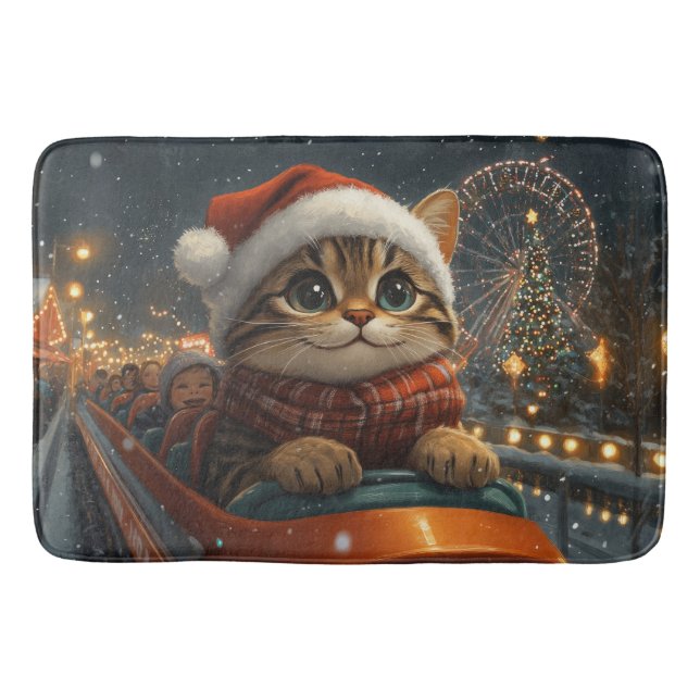 Tapis De Bain Chat Bengal Montagnes Russes Noël (Devant)