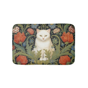 Tapis De Bain Chat blanc Art nouveau dans le jardin