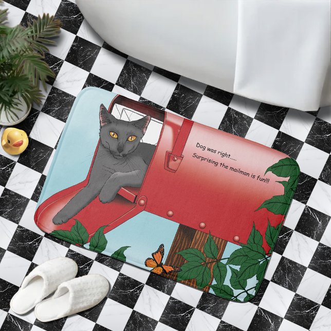 Tapis De Bain Chat boîte de courrier rouge (Créateur téléchargé)