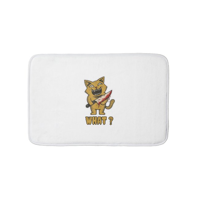 Tapis De Bain Chat ce _ Drôle chat déplaisant avec couteau (Devant)