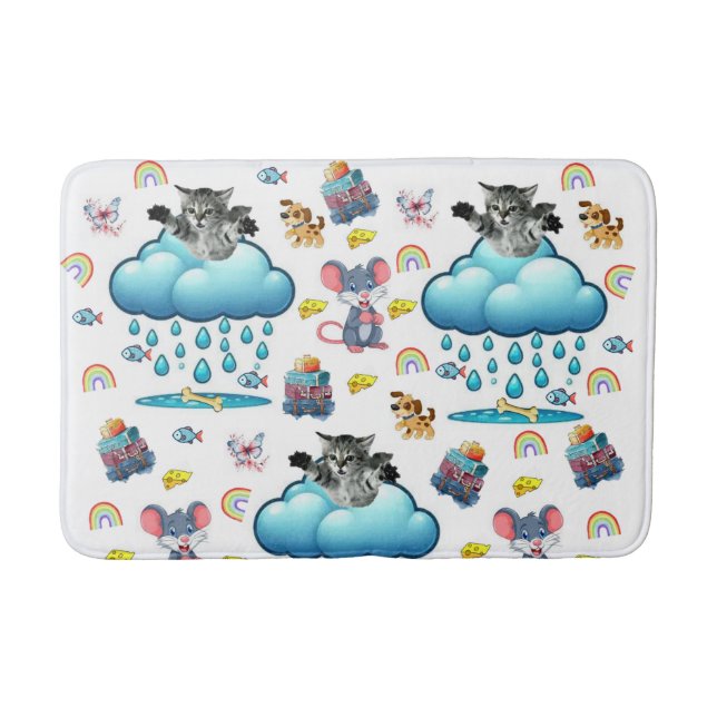 Tapis de bain Chat Chien Souris Arc-en-ciel Fromag (Devant)