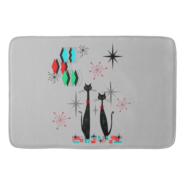 Tapis De Bain Chat cool Mi-Siècle moderne de l'ère atomique (Devant)