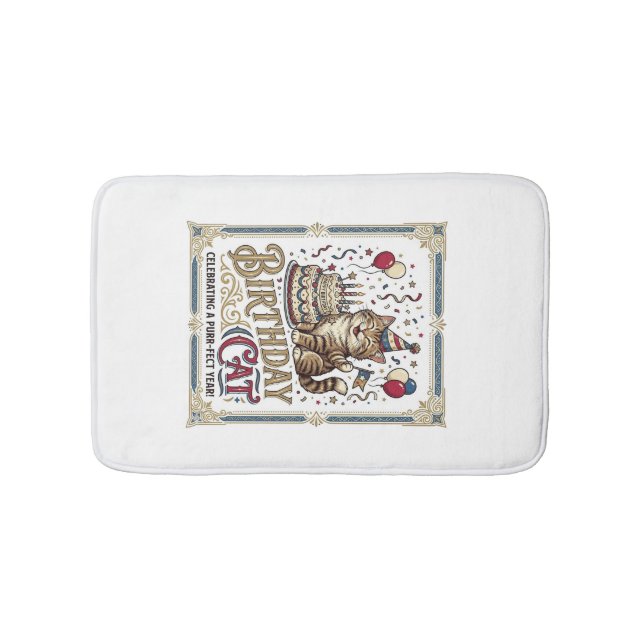 Tapis De Bain Chat d'anniversaire Chat d'anniversaire Âge Art ve (Devant)