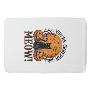 Tapis De Bain Chat de Halloween Vintage qui se faufile Gravure_1