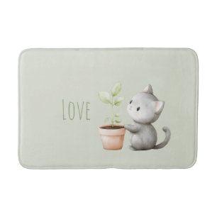 Tapis De Bain Chat de jardin avec amour pour les plantes