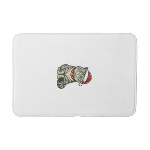 Tapis De Bain Chat de Noël Chapeau de Père Noël Dessin de Gravur