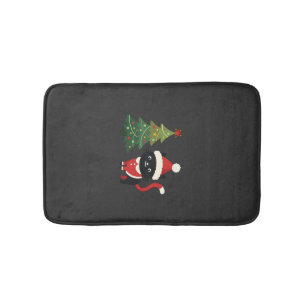Tapis De Bain Chat de Noël Santa Arbre Vecteur