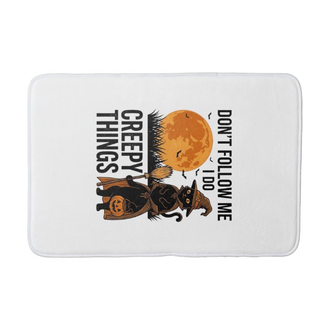 Tapis De Bain Chat d'Halloween Choses Effrayantes Sorcière Drôle (Devant)