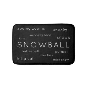 Tapis De Bain Chat doux Mat Lit plat Noir Blanc Nom + Pseudo