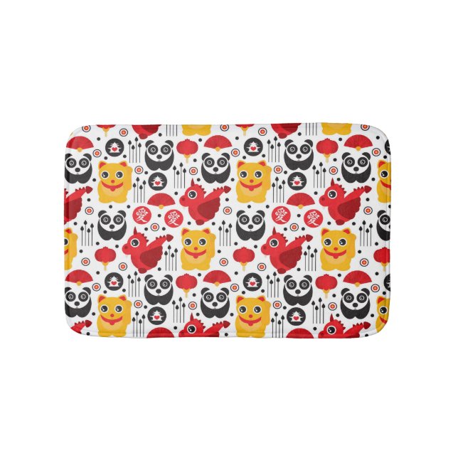Tapis De Bain Chat, dragon, et panda chanceux de la Chine (Devant)