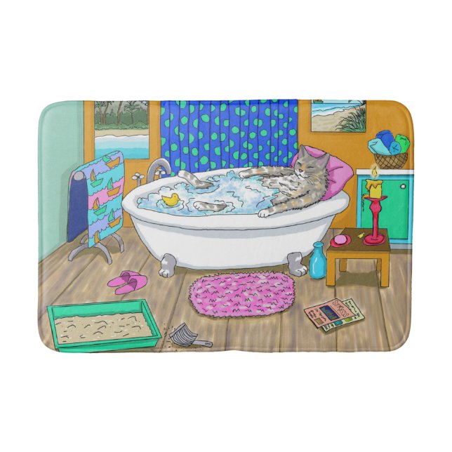 Tapis De Bain Chat drôle dans Bain 665 (Devant)