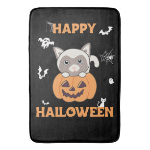 Tapis De Bain Chat En Citrouille Chats Doux Joyeux Halloween Mat